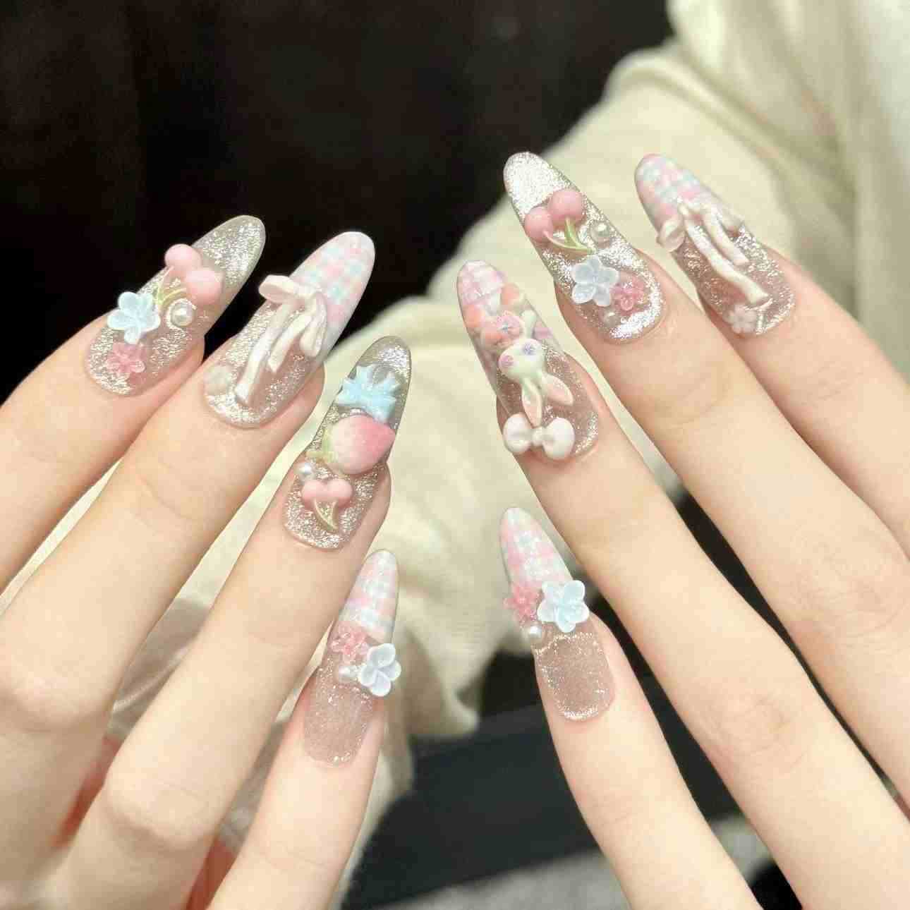 10PCS Oval Handmade Press On N - огляд і ціна Pressed Flower Art