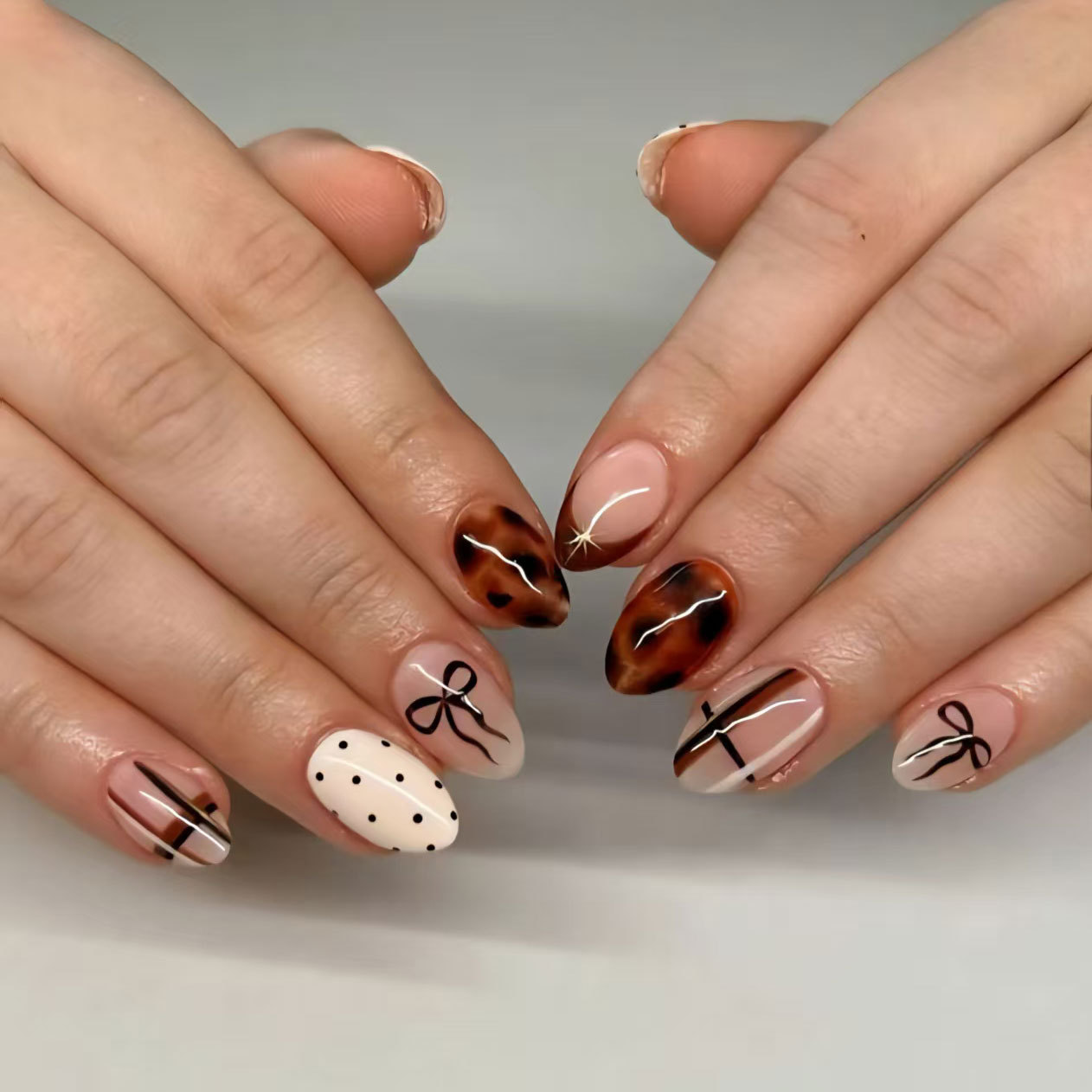 24pcs Flower False Nails Brown - огляд і ціна Pressed Flower Art
