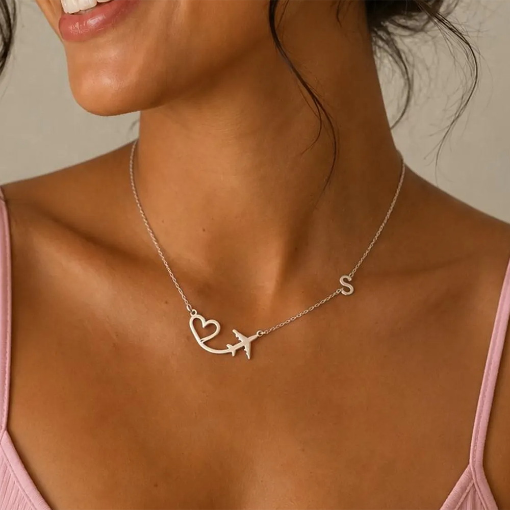 Personalized Heart Airplane In - огляд і ціна Name Necklace Custom